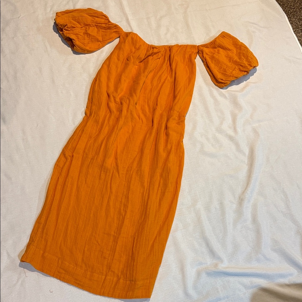 Free People Vibrant Orange Midi Dress